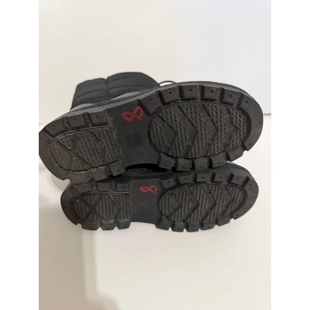 Northside Kids Size 2 Black Quilted Nylon Winter Snow Boots Faux Fur Lined